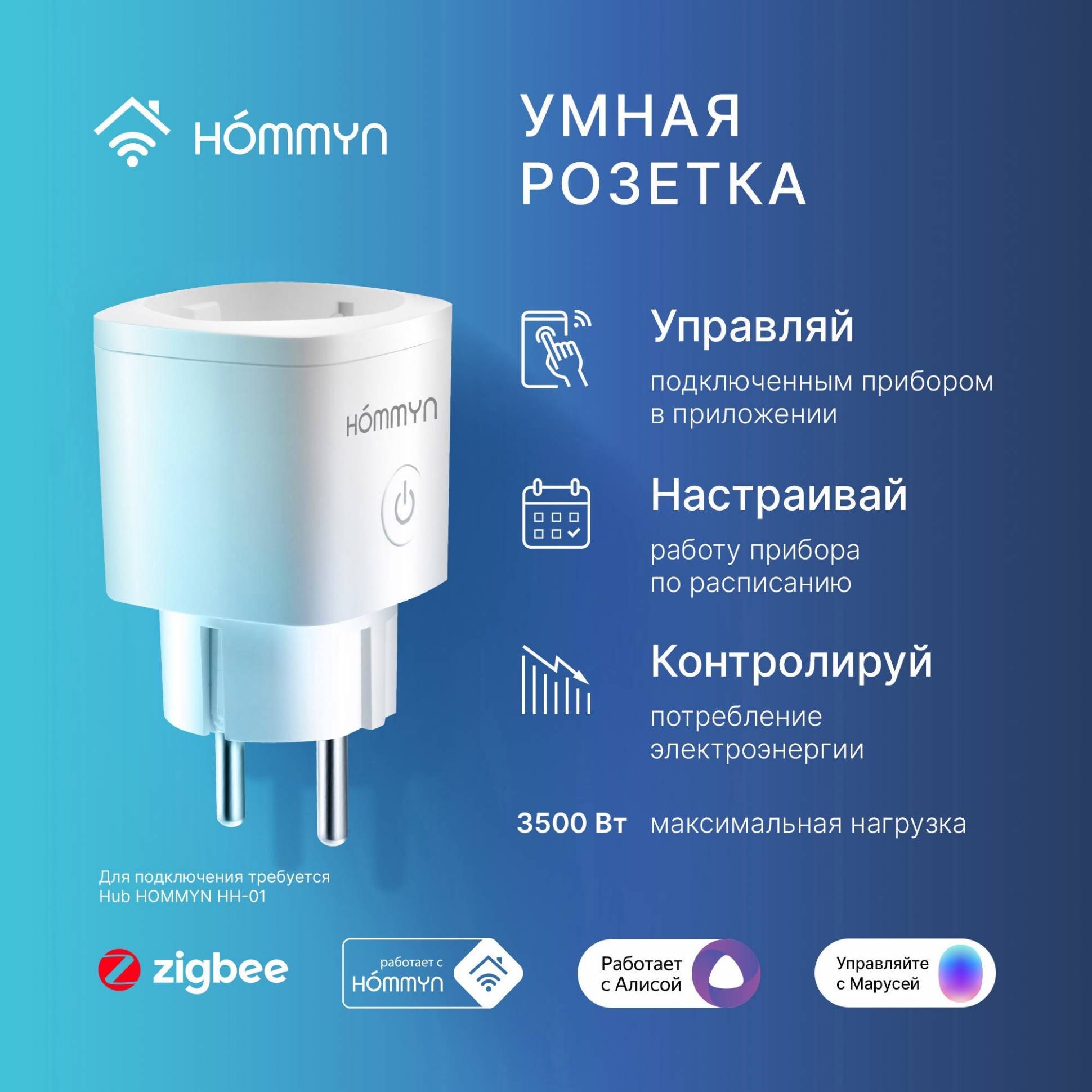 Խելացի վարդակ HOMMYN Smart Plug RKNZ01
