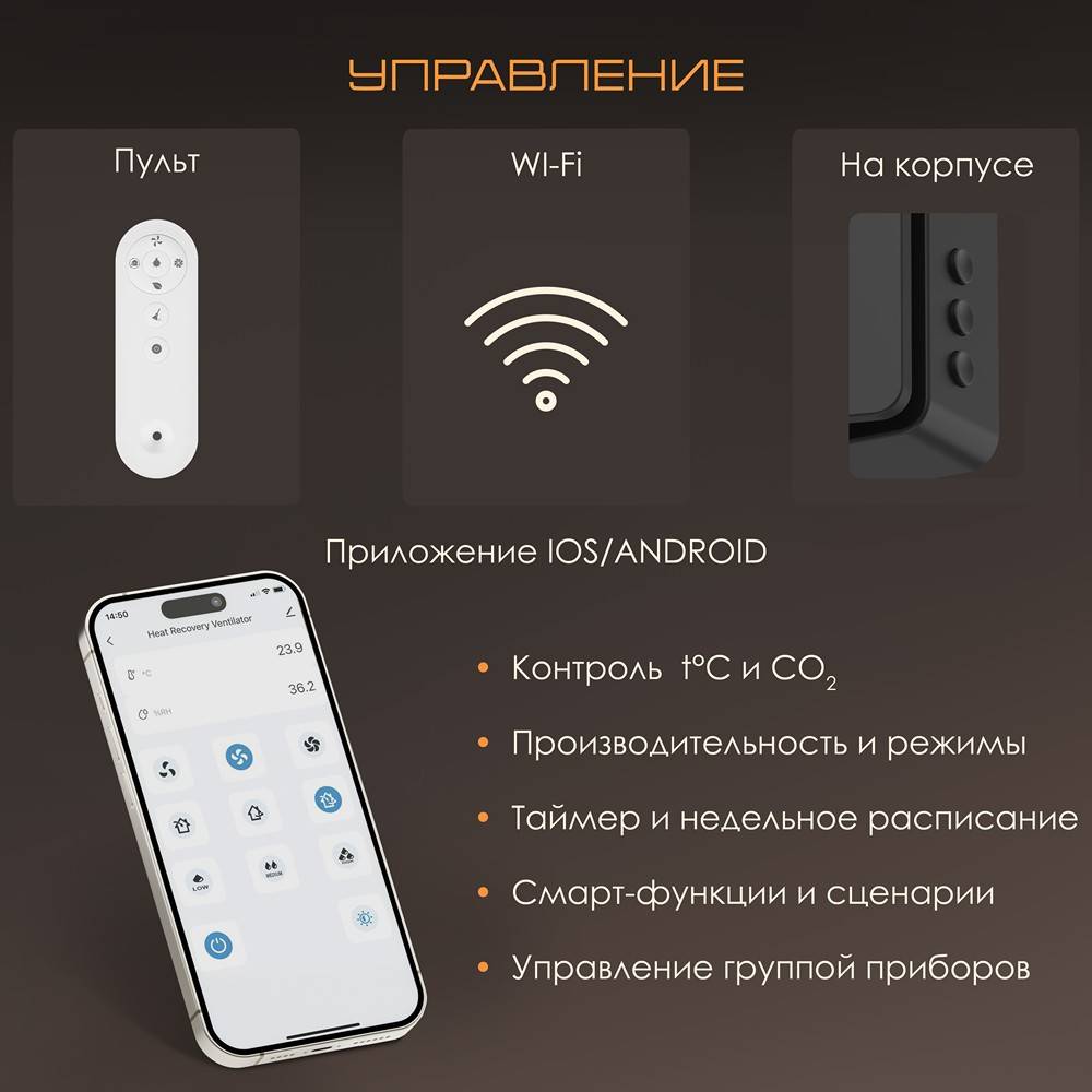 Օդի ռեկուպերատոր VENTini HRV-70 սև մատ/հարթ վիզոր/NH