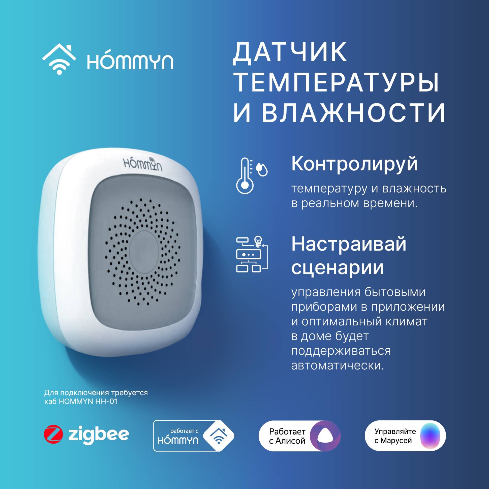 Ջերմաստիճանի և խոնավության սենսոր Hommyn TS-20-Z