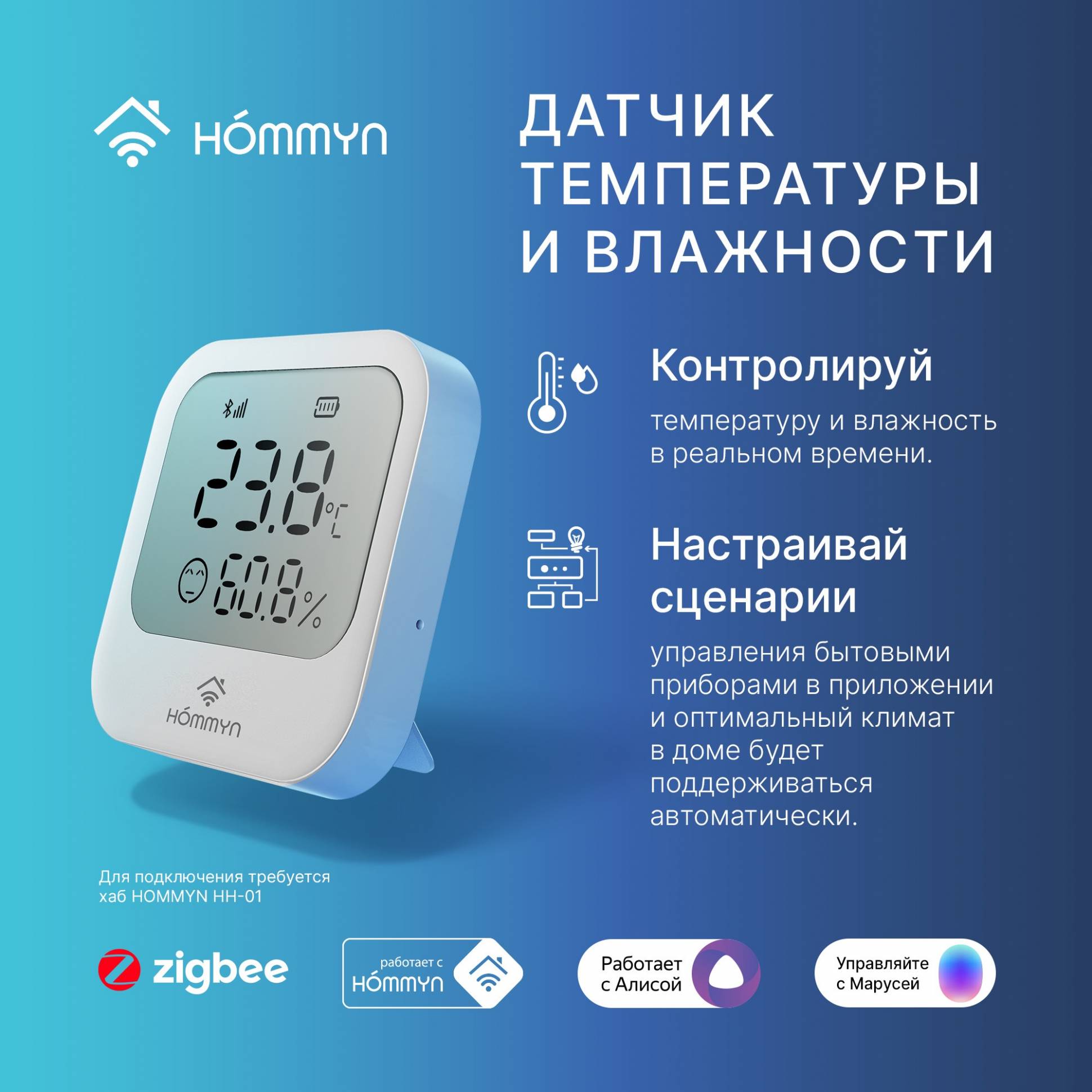 HOMMYN HTSZ-01 ջերմաստիճանի և խոնավության ցուցիչ