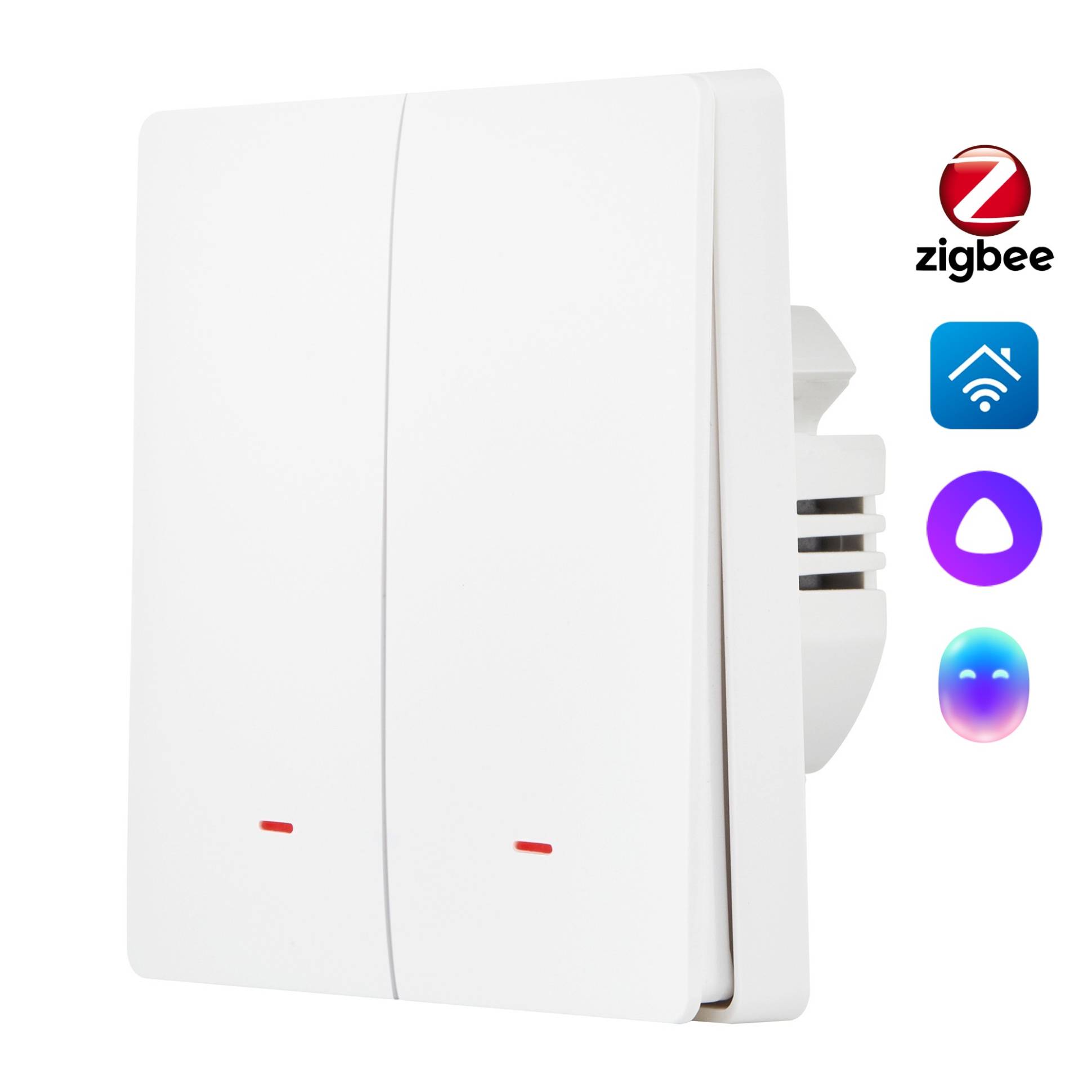 Hommyn Zigbee պատի անջատիչ 2-բանալիով (առանց չեզոքի) SWZBNN02W